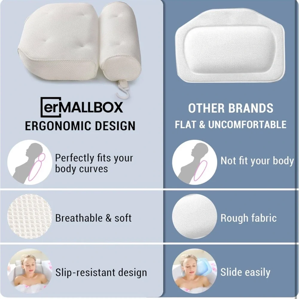 NEW Luxury Bathtub Pillow - Luxury Mesh Bathtub Pillow for Neck & Back Support